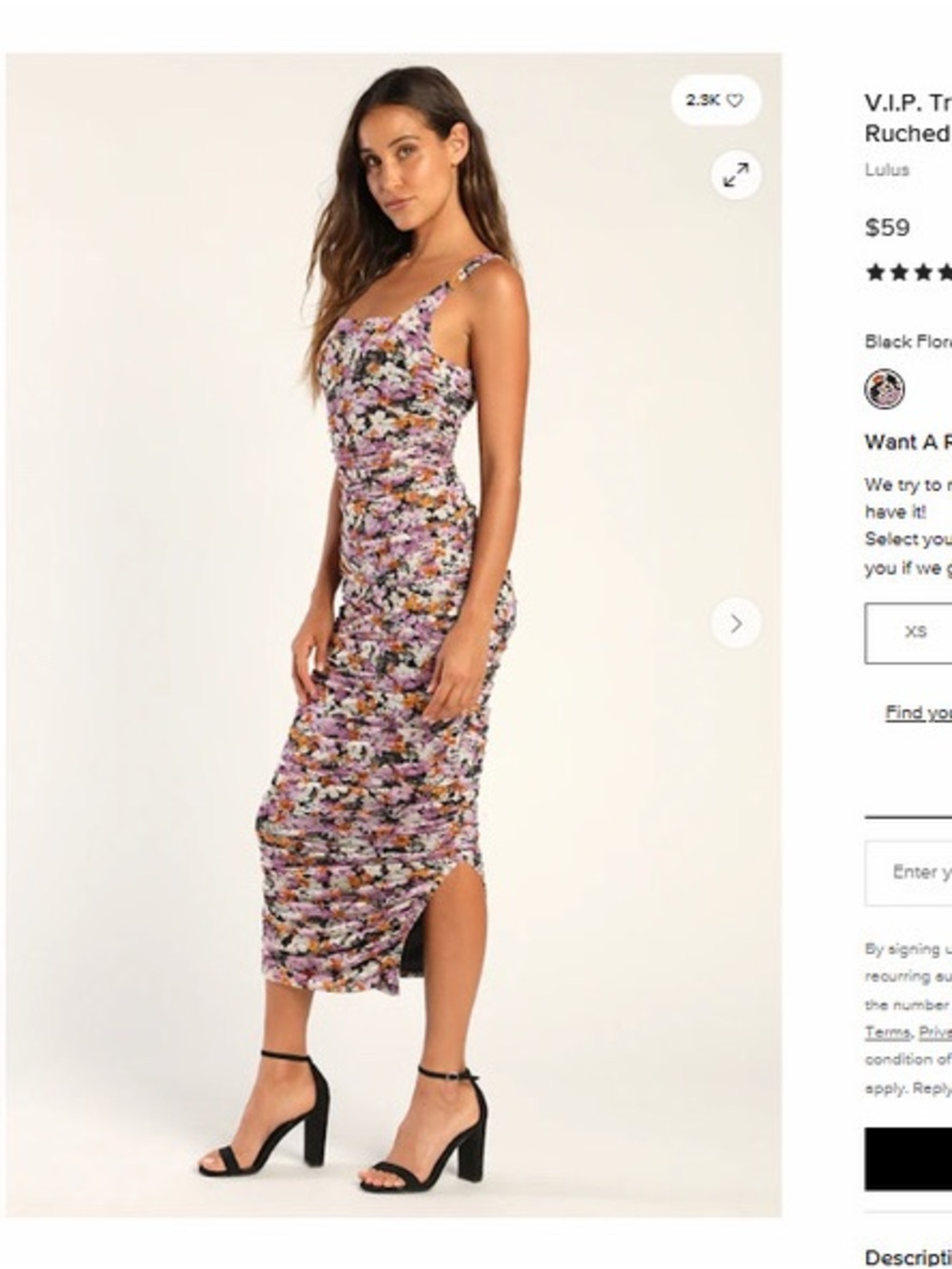 Lulu's Purple Floral Ruched Maxi Skirt